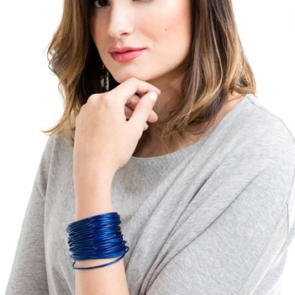 Faux Leather Cord Bracelet in Navy